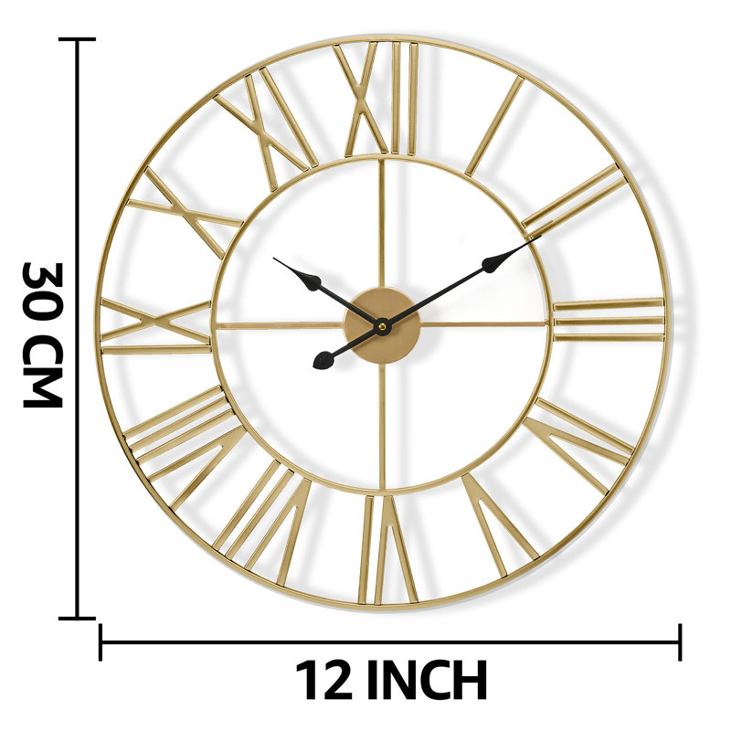 Horloge murale 12 po , Petit, Doré