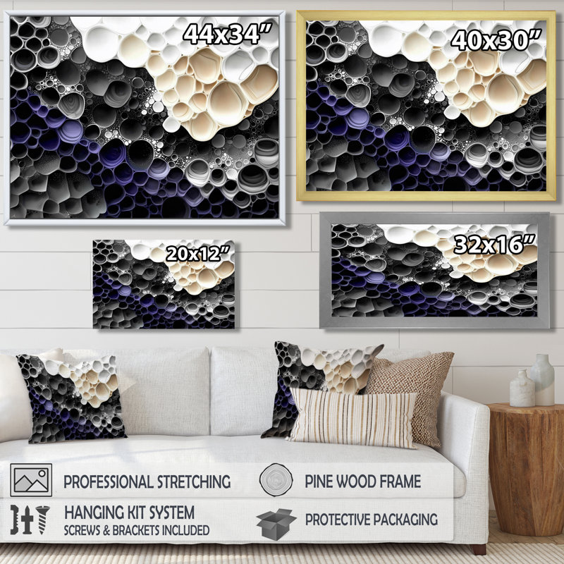 Décoration murale Celestial Dance Of Biometric Ink II - Encre liquide abstraite, H 24 po x l 32 po, Argent argent