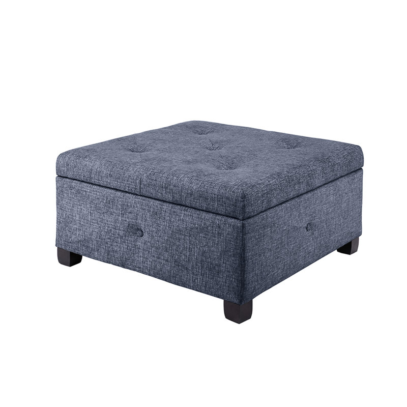 Bleu polyvalent avec rangement - couvercle à fermeture en douceur, structure en bois massif et contreplaqué, Bleu