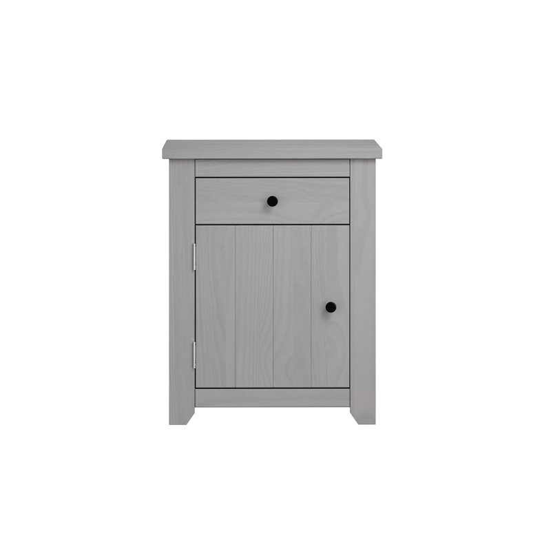 Throop 53cm W Solid Wood Bedside Table, Gray