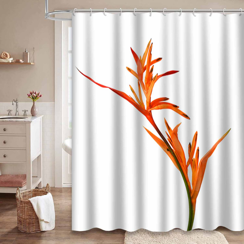 Branche aquarelle, strelitzia, oiseau, paradis, fleur, botanique, 12 crochets, L 72 po x l 72 po