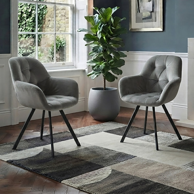 Aella Dinning Chair 2pack Grey Velvet, Grey