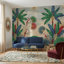 Papier peint art déco tropical avec feuilles de palmier amovibles