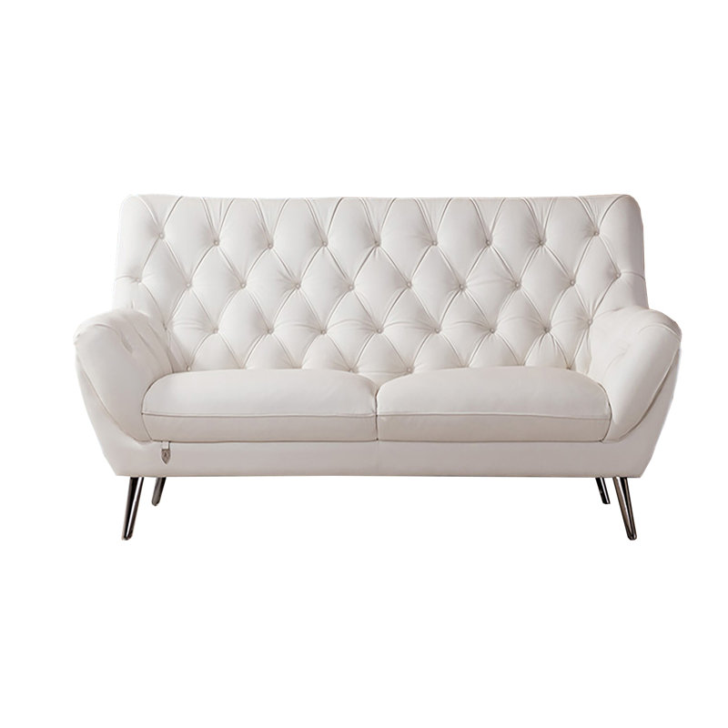 Bodell Upholstered 65'' Loveseat, White Genuine Leather