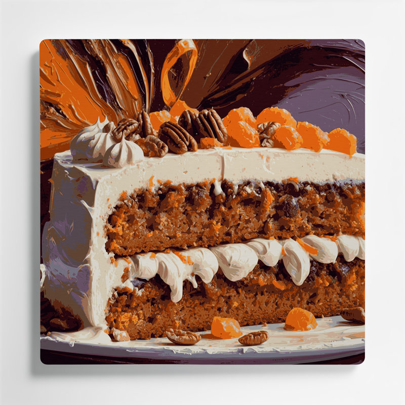 Dessert, carotte, gâteau, art mural en métal brun, H 16 po x l 16 po