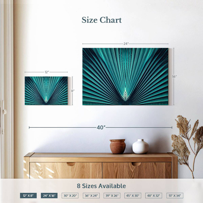 Harnek Abstract Blue Palm, 16" H x 24" W