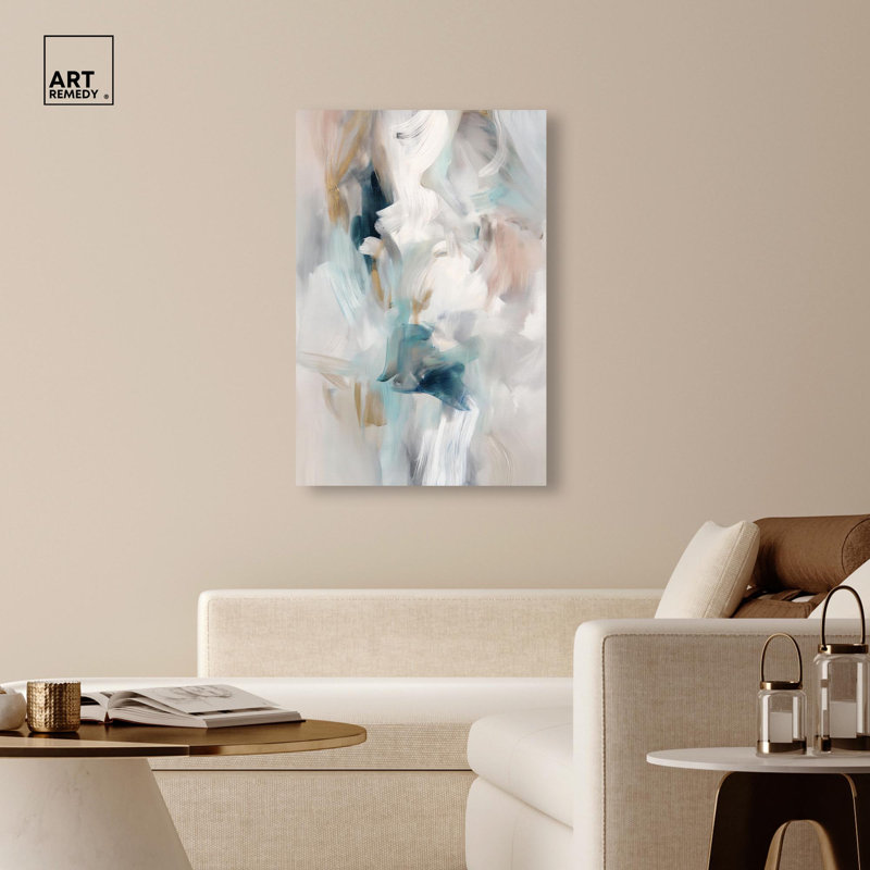 «Whispering Colors III», art abstrait vert par , Toile tendue, H 45 po x l 30 po