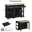 Îlot de cuisine 47 pouces avec table de salle à manger extensible (sans tabouret inclus)