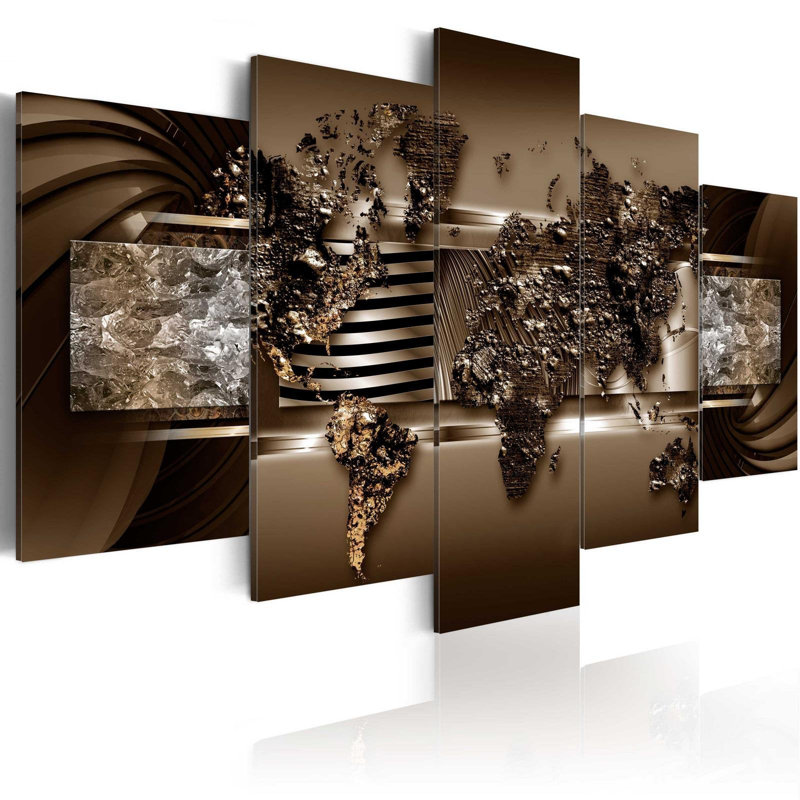 " Chocolate Map " 5 - Pieces, 20" H x 40" W x 0.7" D