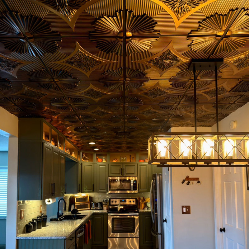 Carreau de plafond en PVC 2 pi x 2 pi Sunset Boulevard, Or antique
