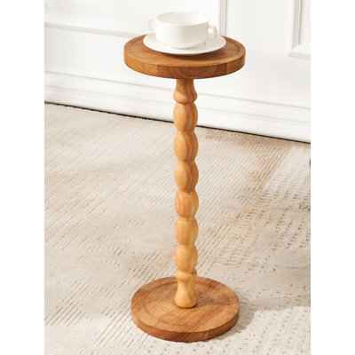 Solid Wood Tray Top Pedestal End Table