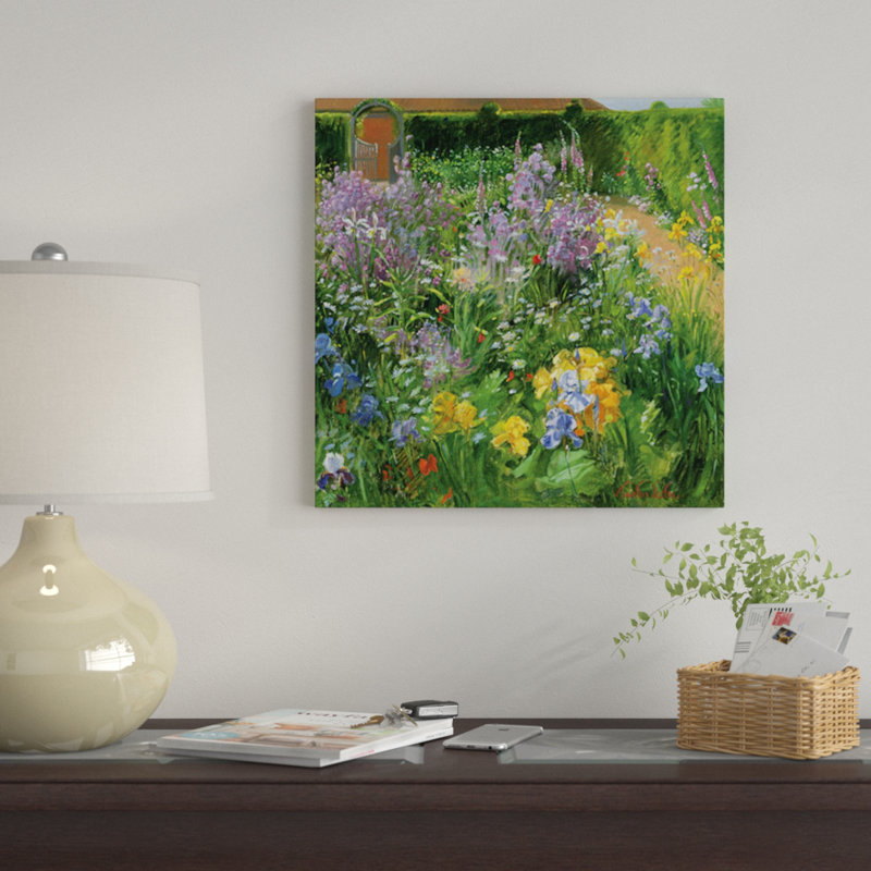 «Sweet Rocket, Foxgloves and Irises», reproduction sur toile, H 26 po x l 26 po x P 1,5 po, Pas de tapis, Toile tendue