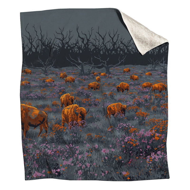 Couvertures de champ Buffalo In Wildflowers, L 50 po x H 60 po