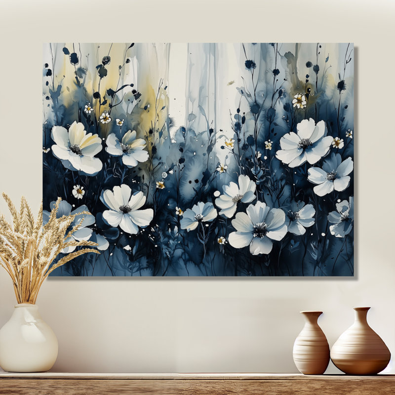 «Midnight Violet Flowers In Fields II», reproduction de violettes sur métal, H 12 po x l 20 po