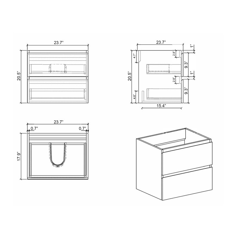 Base de meuble-lavabo simple 23,7 po Brookton seulement