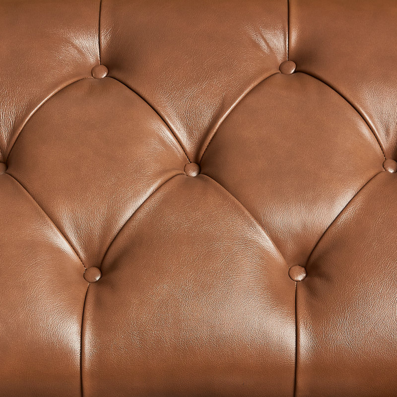 Cortina Honey Walnut Leather Storage Bench