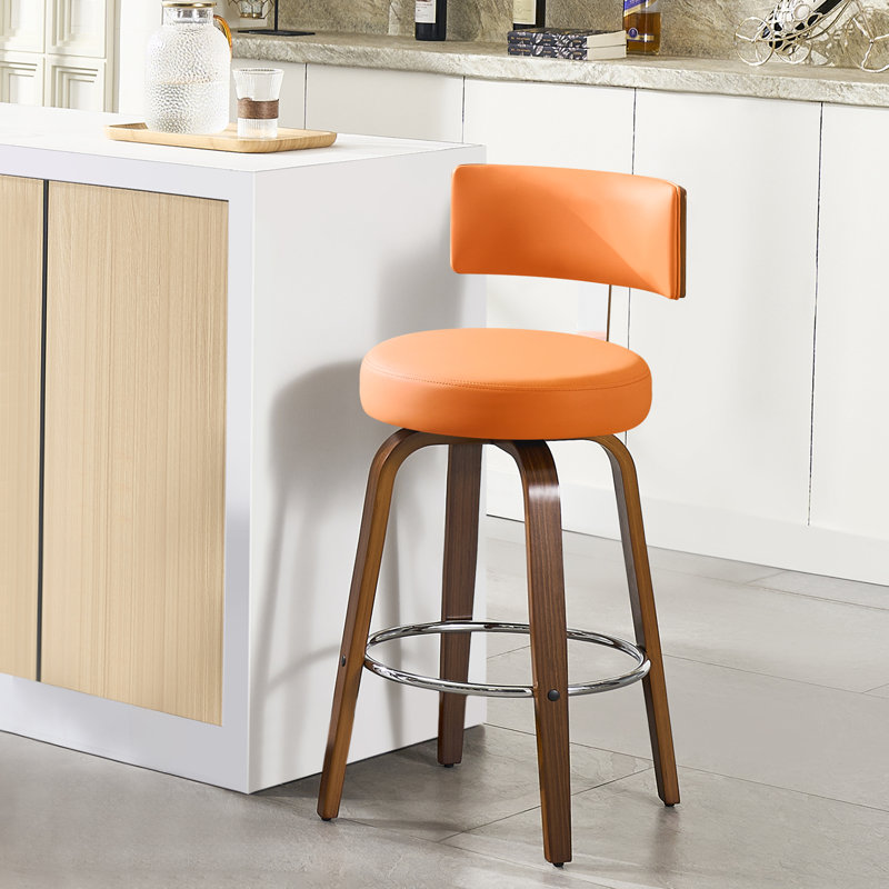 Swivel Upholsered Counter & Bar Stool, Counter Stool (26" Seat Height), Orange