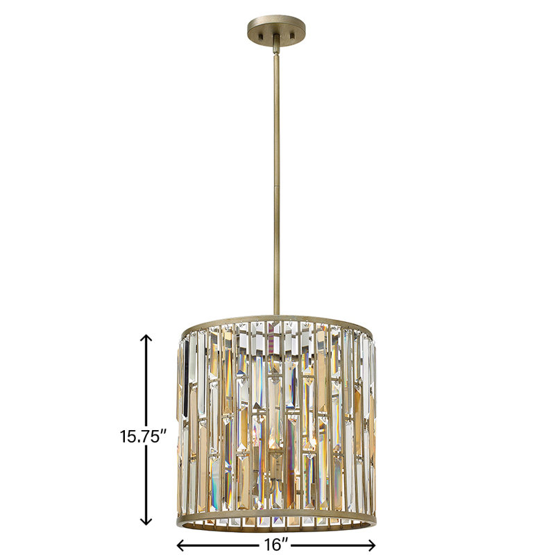 Key 3 - Light Unique / Statement Drum Pendant, Silver leaf
