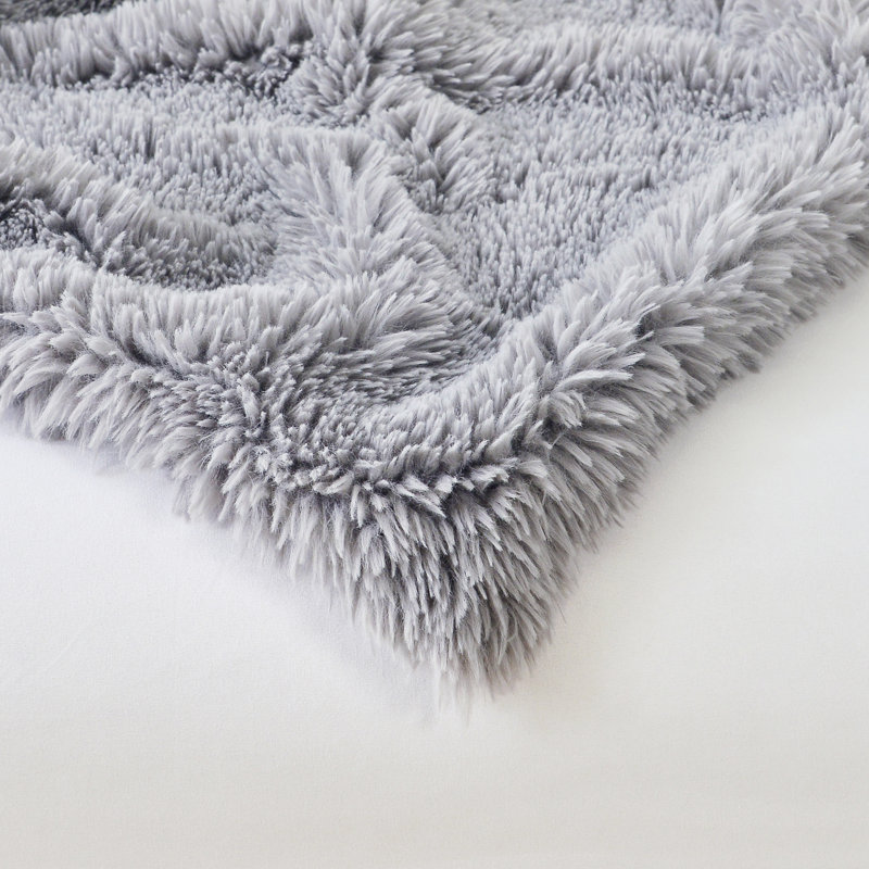 Knitted Throw Blanket, 223.5cm W x 274.3cm L, Grey