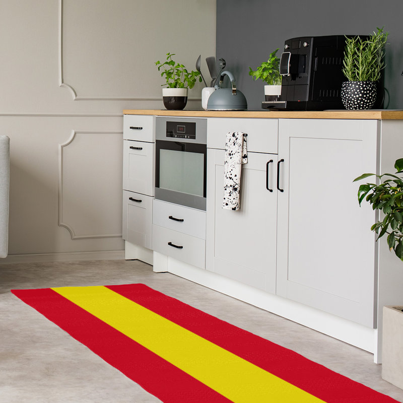 Tapis rouge à rayures de hockey national, Tapis de couloir 2 pi 6 po x 8 pi