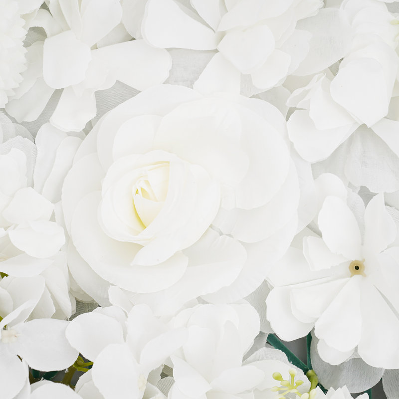 Panneaux muraux fleurs artificielles, 16 panneaux muraux fleurs PCS, décoration murale fleurs artificielles, Blanc
