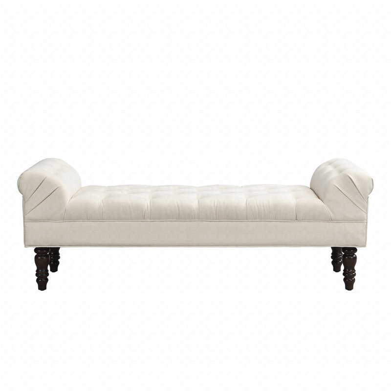 Banc de bout capitonné à boutons, Beige