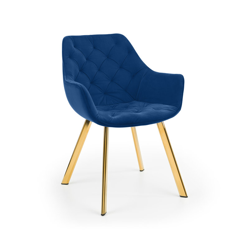 Lula 49.5cm H Tufted Velvet Upholstered Armchair in Blue, Blue