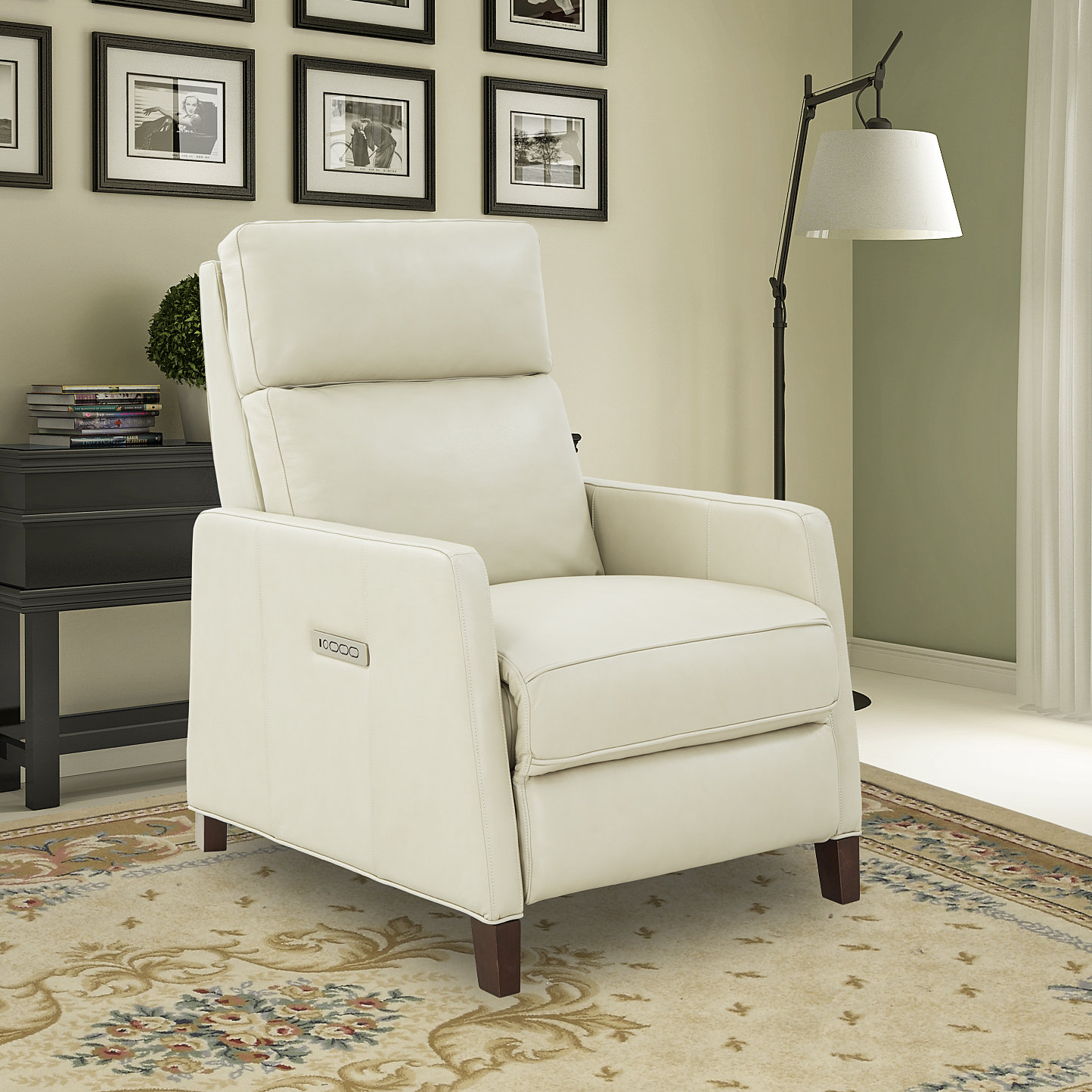 Morlan Genuine Leather Recliner, Barone Parchment Split Grain Leather