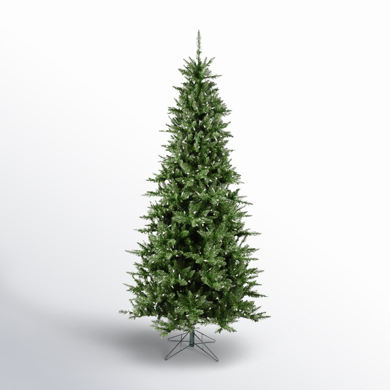 Camdon Fir Slim Artificial Christmas Tree, 9.5' H, Clear Lights, Pre-Lit