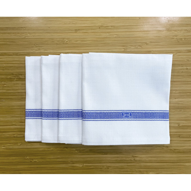 Cotton Striped Square Napkin, Gentian Blue