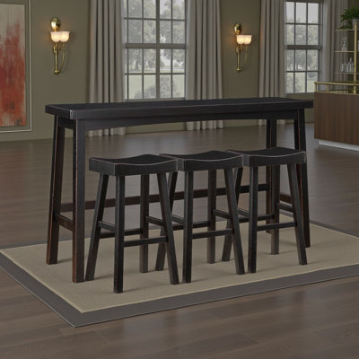 Casy 4Pc Counter Height Table Set, 3 Contour Stools