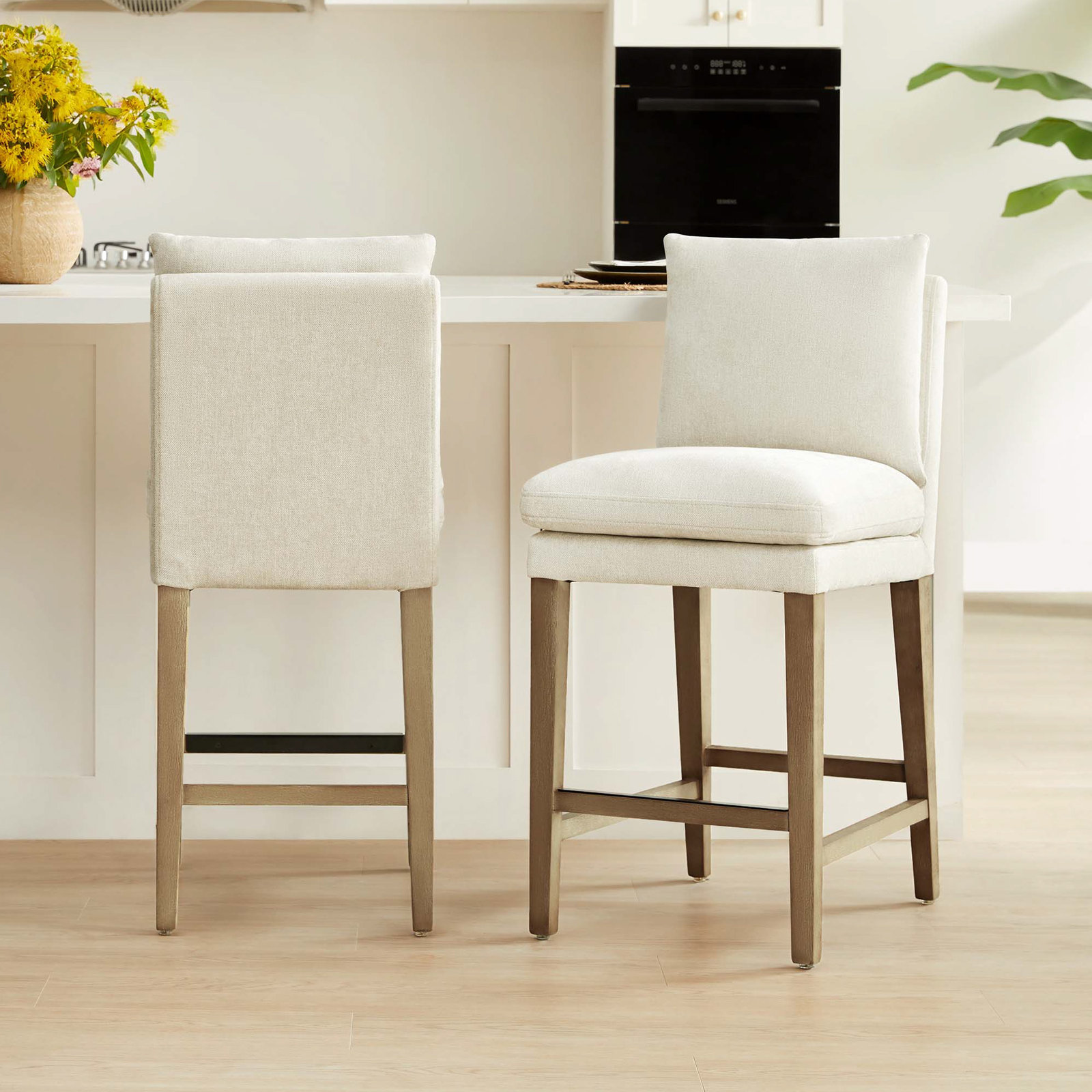 Brinley 26" Bar Stool, Milo Linen Chenille