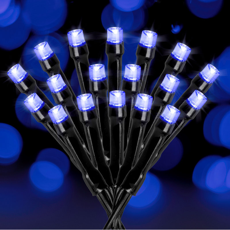 Edie Outdoor 125 - Bulb 68'' Solar Powered LED Wide Angle LED String Light, Blue