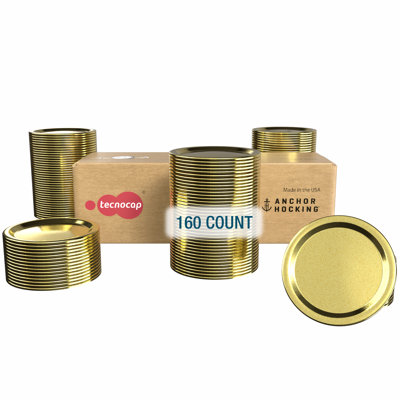 160 PCS 70mm Lids by Tecnocap for Regular Mouth Home Canning Jars. Premium Lids with Airtight Seal and Leak proof, Use for Home Canning & Food Storage (Band not included)