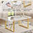 71" Modern Dining Room Table Set, High Gloss Kitchen Table With Chairs, Faux Leather Seats With Gold Metal Legs-1103072084