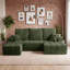 Canapé d'angle modulaire compressé en forme de L de 277 cm (109 po) de large avec méridienne, canapé 2 pièces en velours côtelé avec ressorts ensachés et assise profonde pour salon, aucun assemblage requis, vert-2033829552-2033829555