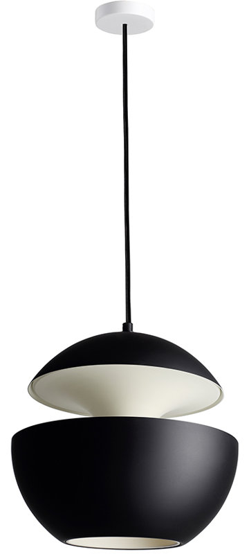 Here Comes The Sun 1 - Light Pendant, 9.84" H x 9.84" W x 9.84" D, Black/White