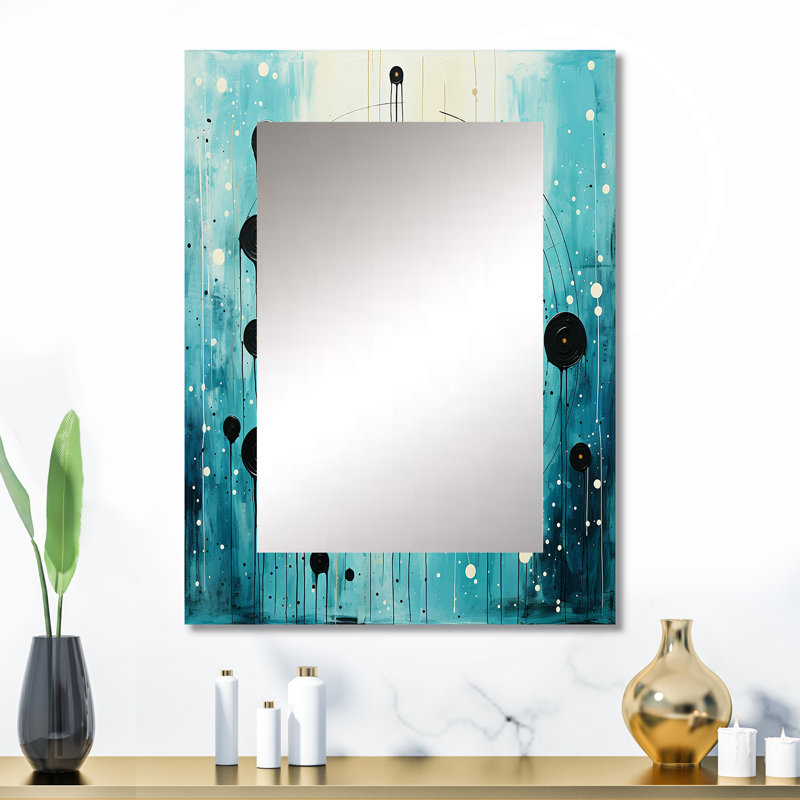 Bleu minimalisme Horizon III - miroir minimaliste, miroir mural moderne unique, impression d'art en métal, 32 po x 24 po