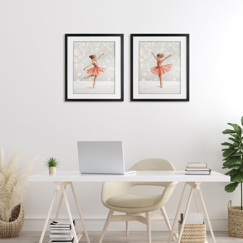 «Dancers In The Light», ensemble de 2 impressions encadrées sous verre, design par Christine Simpson Art, H 21 po x l 17 po