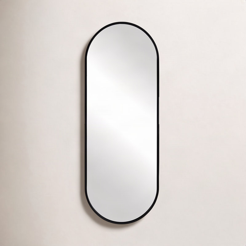 Edmonia Metal Wall Mirror, Black, 60" x 22"