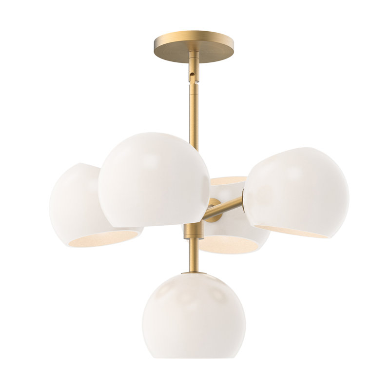 Willow 5 - Light Sputnik Chandelier, Brushed Gold, Opal Matte