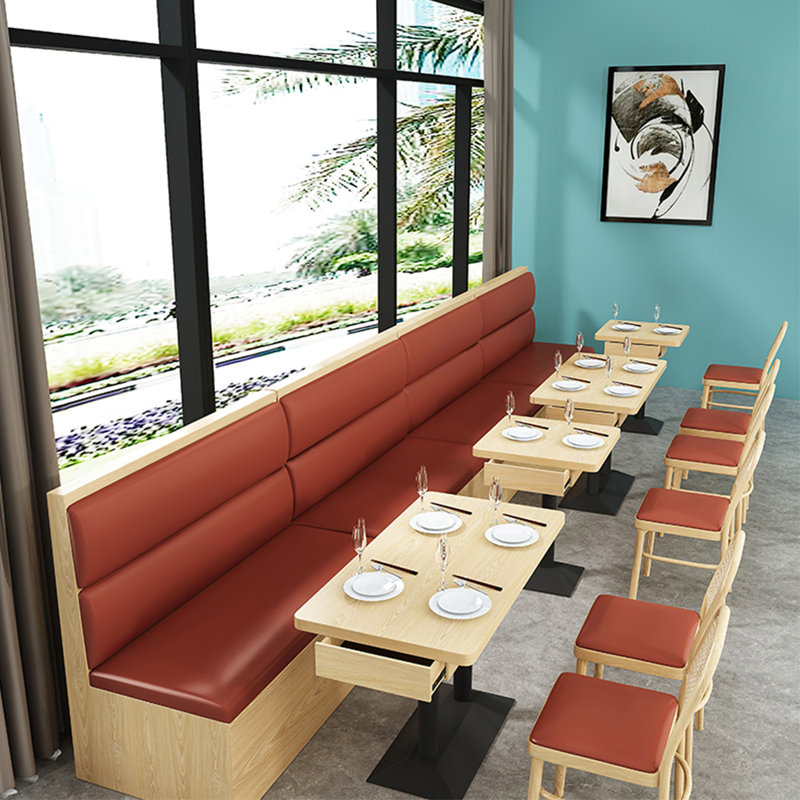 Restaurant Cafe Dessert Shop Casual Bench Faux Leather Upholstered Bench