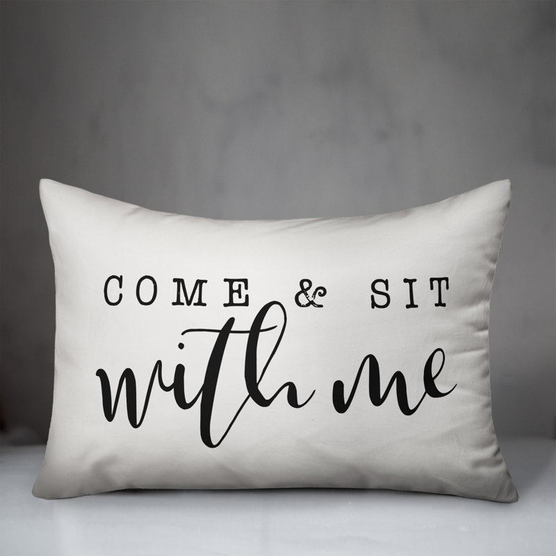 Textual Outdoor Throw Pillow, Off White/Black