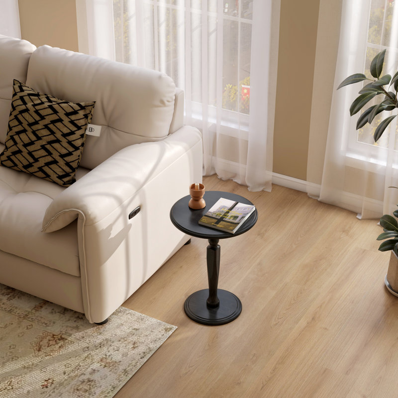 21"H Solid Wood End Table, Black-stained Poplar