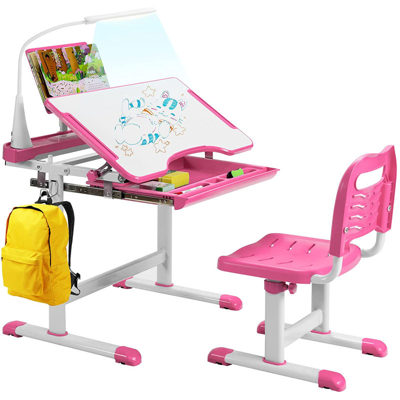 Helland Kids Rectangular Arts And Crafts Table and Chair Set, Pink