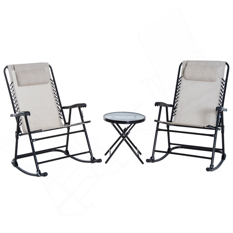 Ensemble de chaises berçantes 3 pièces Outsunny