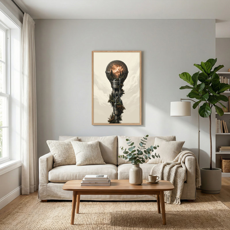 Ensemble de 1 tableau sur toile représentant un paysage fantastique, 48"H x 36"W, Naturel