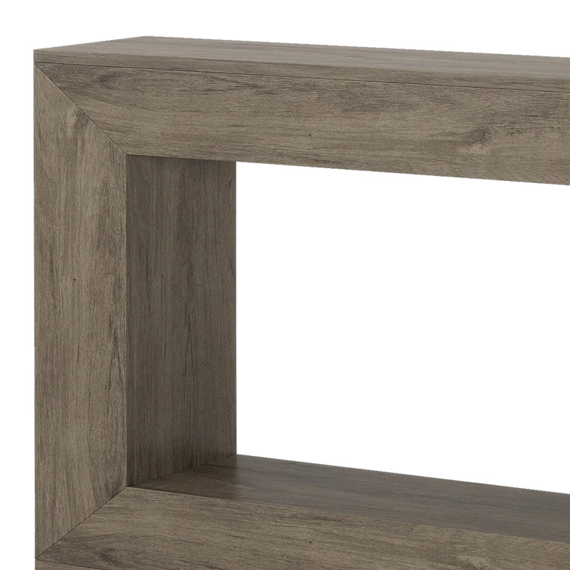 Evan Console Table, 47 Inch Rectangular Top, Rustic Grey, Open Shelf, Grey