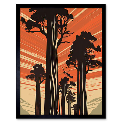 Lyde Sequoia National Forest Large Tree Linocut Single Picture Frame Wall Art