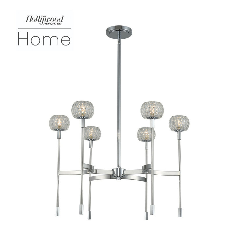 Mae 6 LT Polished Chrome Chandelier Kalco
